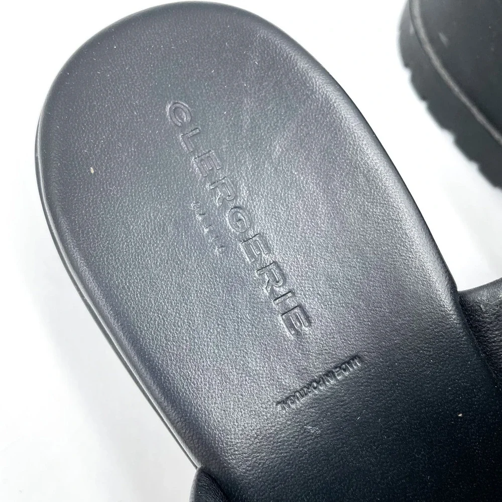 SOLD-Robert Clergerie Wiam Platform Sandals Slides Mules Black Leather - Picture 5 of 10